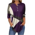 thumbnail image 1 of SwiftWear Blouse for Women Trendy 3/4 V-Neck Button Tops Summer Geometric Patterns Casual Tees 2025, 1 of 5