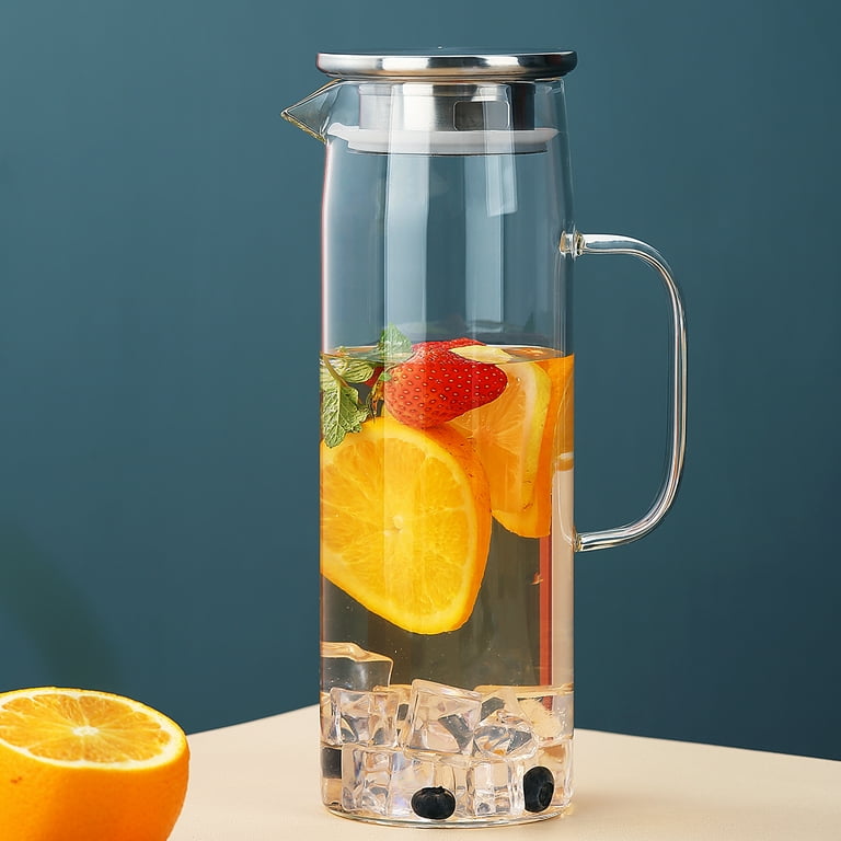 ReaNea 1500ml Glass Pitcher with Stainless Steel Lid, Great for Juice,  Milk, Beverage Cold Tea