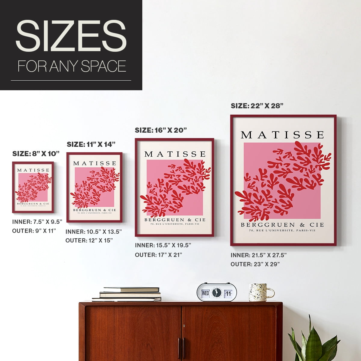 Matisse CCCXXII in Red Solid Wood 22 x 28 Framed Print
