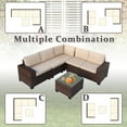 thumbnail image 7 of Junkai 6 Piece Rattan Fade Resistant Outdoor Conversation Sets with Sofa and Coffee Table, Brown/Gray, 7 of 7