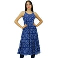 thumbnail image 6 of Bimba Women A-Line FlaiDress Summer Wear Blue Printed Kurta Kurti Beach Clothing, 6 of 7