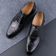 thumbnail image 3 of Fashion New Trend Oxford Mens Handmade Carving Craft Purple Wedding Party Shoes Original Designer Customized Service Adult Black 8, 3 of 5
