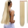 thumbnail image 1 of LAICAIW Extension Longue Queue de Cheval Droite 28 Pouces Enrouler Extensions de Cheveux Synthétiques à Clip pour Femmes, Blond Délavé, 1 of 7