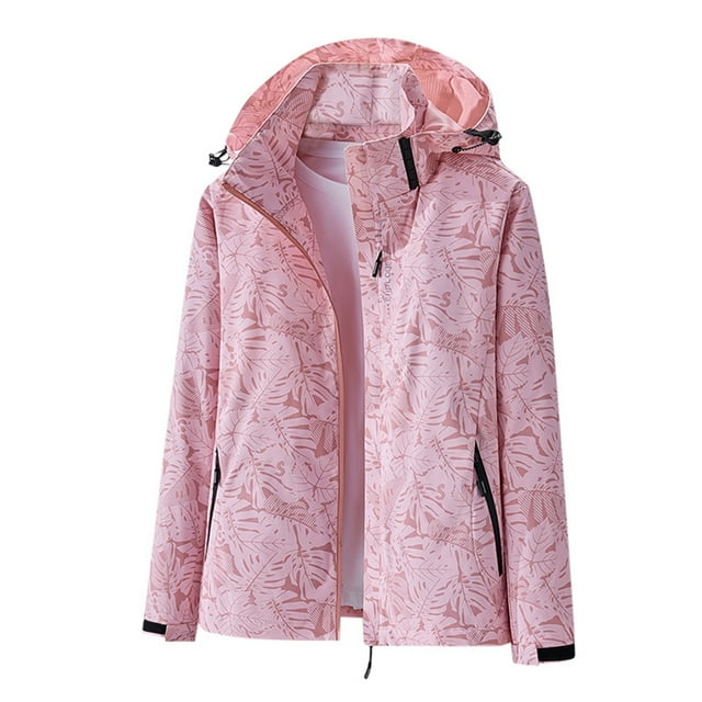 Veste en Jean pour Femmes, Coupe-Vent d'Extérieur à une Seule Couche avec Imprimé de Feuille d'Érable pour Femmes, Coupe-Vent et Imperméable pour la Course