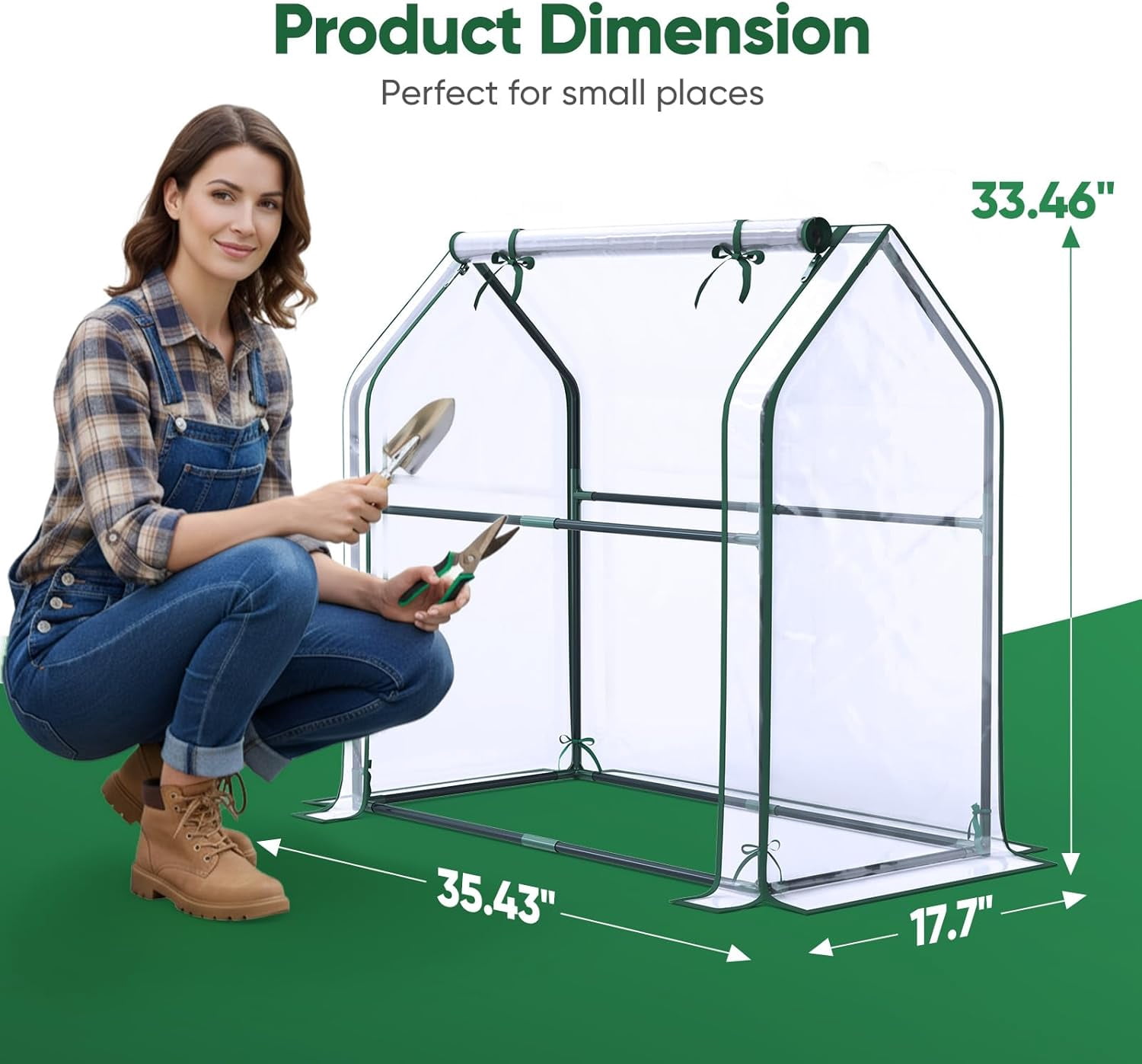 Quictent Portable Mini Cloche Greenhouse w/ Elevated Bottom, Reinforced High Light Transmission Waterproof UV-Resistant Hot House for Indoor Outdoor, 36" x 18" x 33", Clear