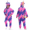 thumbnail image 2 of Pijamas de franela con estrellas y arcoíris Tianma, conjunto de animales, unicornio azul, rosa y coral morado, 2 of 5