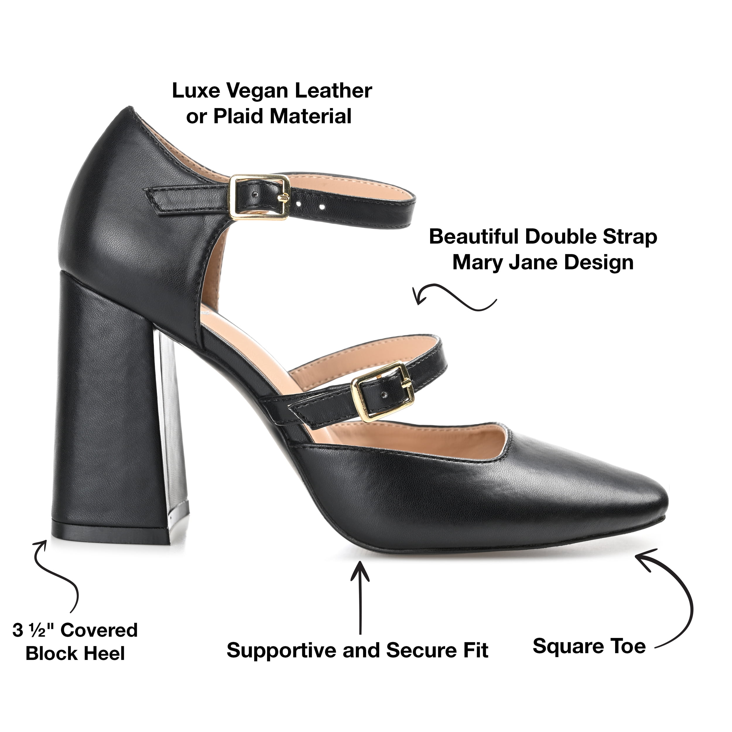 Journee Womens Isadorah Mary Jane Mid Block Heel Square Toe Pumps, Widths Available