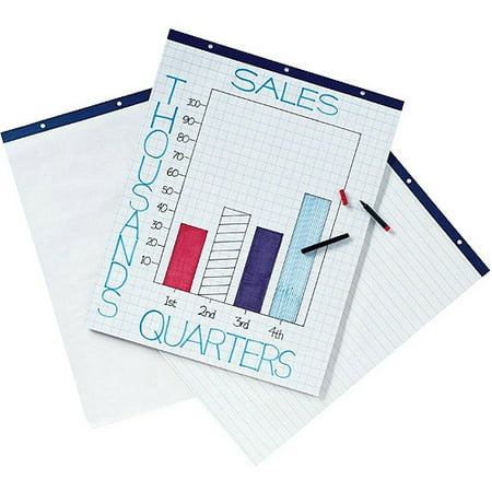 School Smart 1" Cross Ruled Easel Pad, 16 pound, 27" x 34", White, 50 Sheets