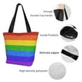 thumbnail image 6 of Easygdp Colorful Glitter Rainbow Stylish Canvas Handbag Shoulder Tote Bag, Shopping Bag with Zip, Suitable for Buying Groceries, Office, Fitness, 6 of 9