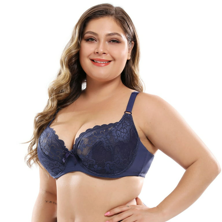 Women's Underwire Bra Non-Padded Floral Lace Plus Size Full