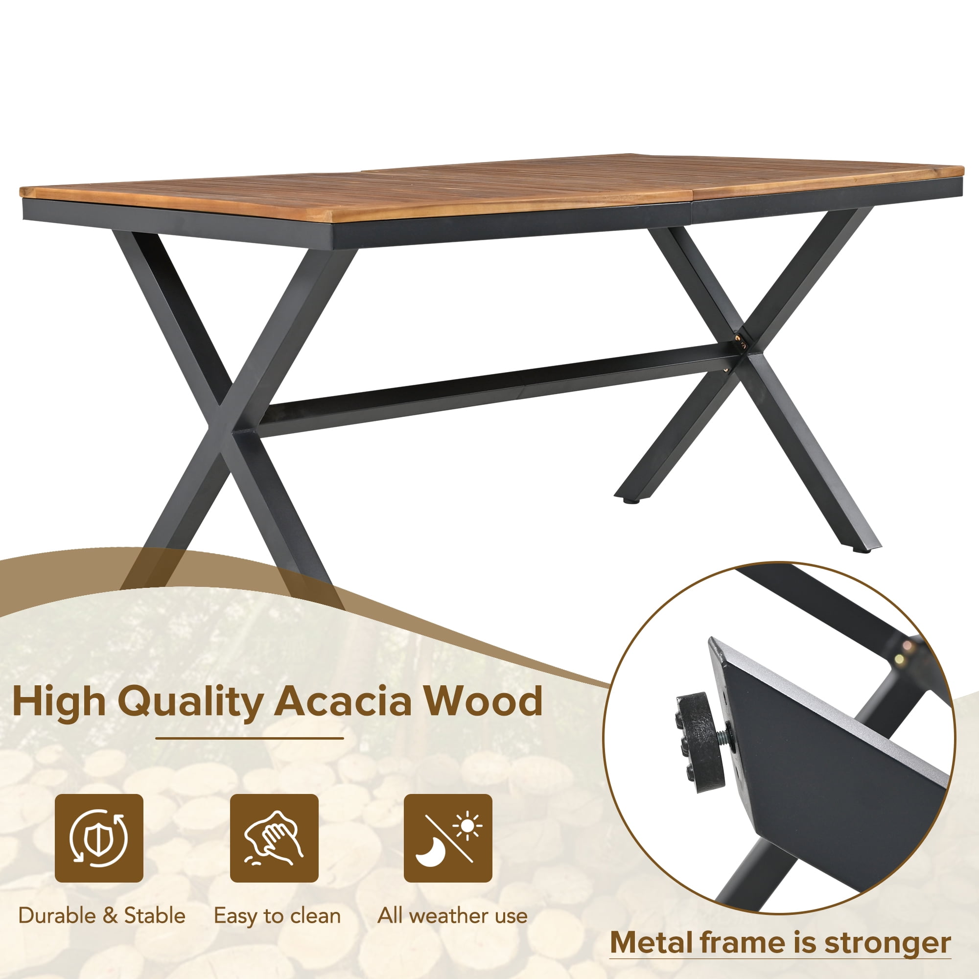 7 Pieces Outdoor Patio Dining Set for 6, All-Weather Outdoor Furniture Set with Dining Table and Chairs for Garden, Backyard, Balcony, Grey