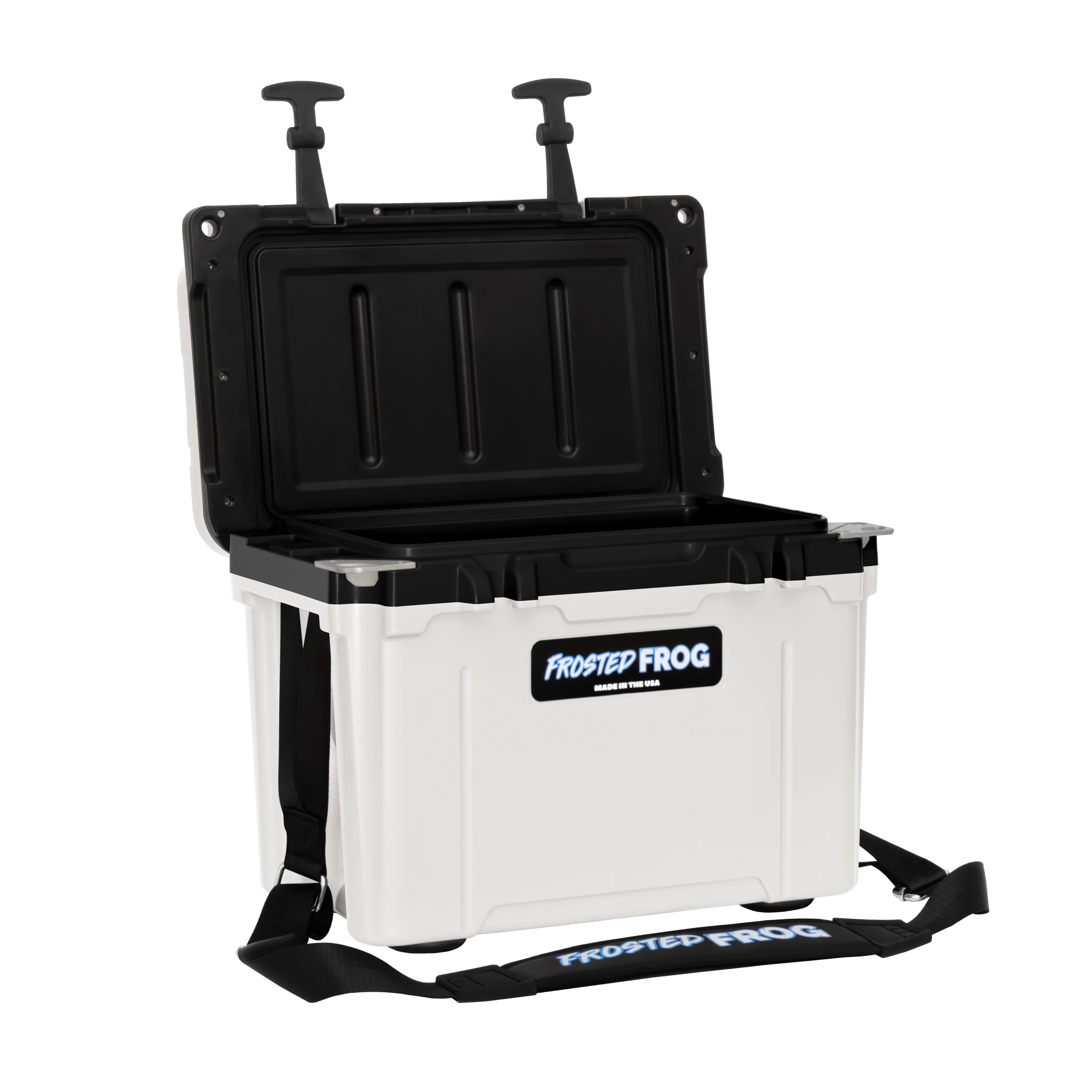 USA MADE Frosted Frog 14QT White and Black Cooler Hyper-Light Ice Chest with Carrying Strap
