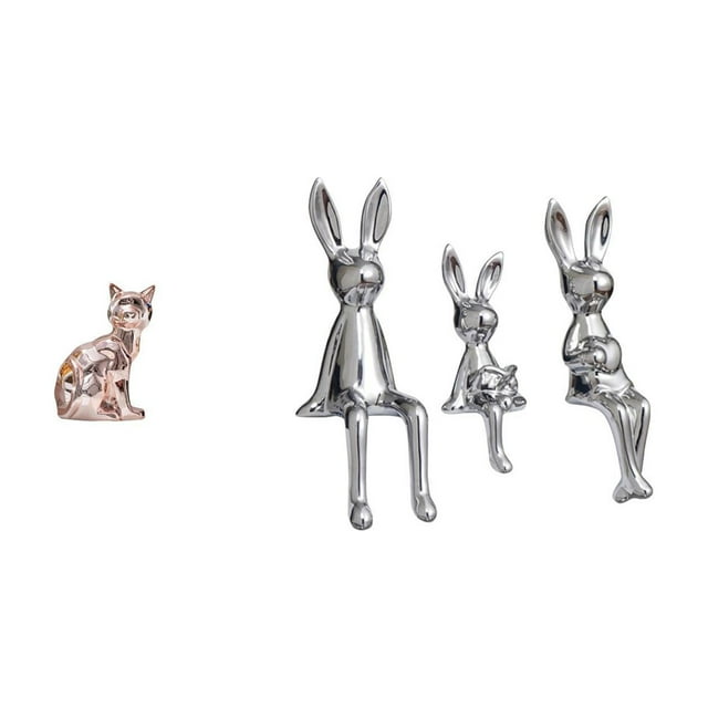 Figura de escritorio,Estatua de gato en estante,escritorio,oficina,decoración del hogar,Escultura de figura,Estatua sentada,figura,escultura,adorno,Estatuas de conejos en miniatura para