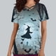 thumbnail image 2 of Tops Cortos para las Mujeres, Halloween Impreso en Cuello en V con Bolsillo, Moda Casual Manga Corta, 2 of 5