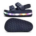thumbnail image 4 of Toddler Boys Girls LED Double Buckle Sandals Open Toe Flat Slide Kids With Adjustable Back Strap BLUE 5, 4 of 6