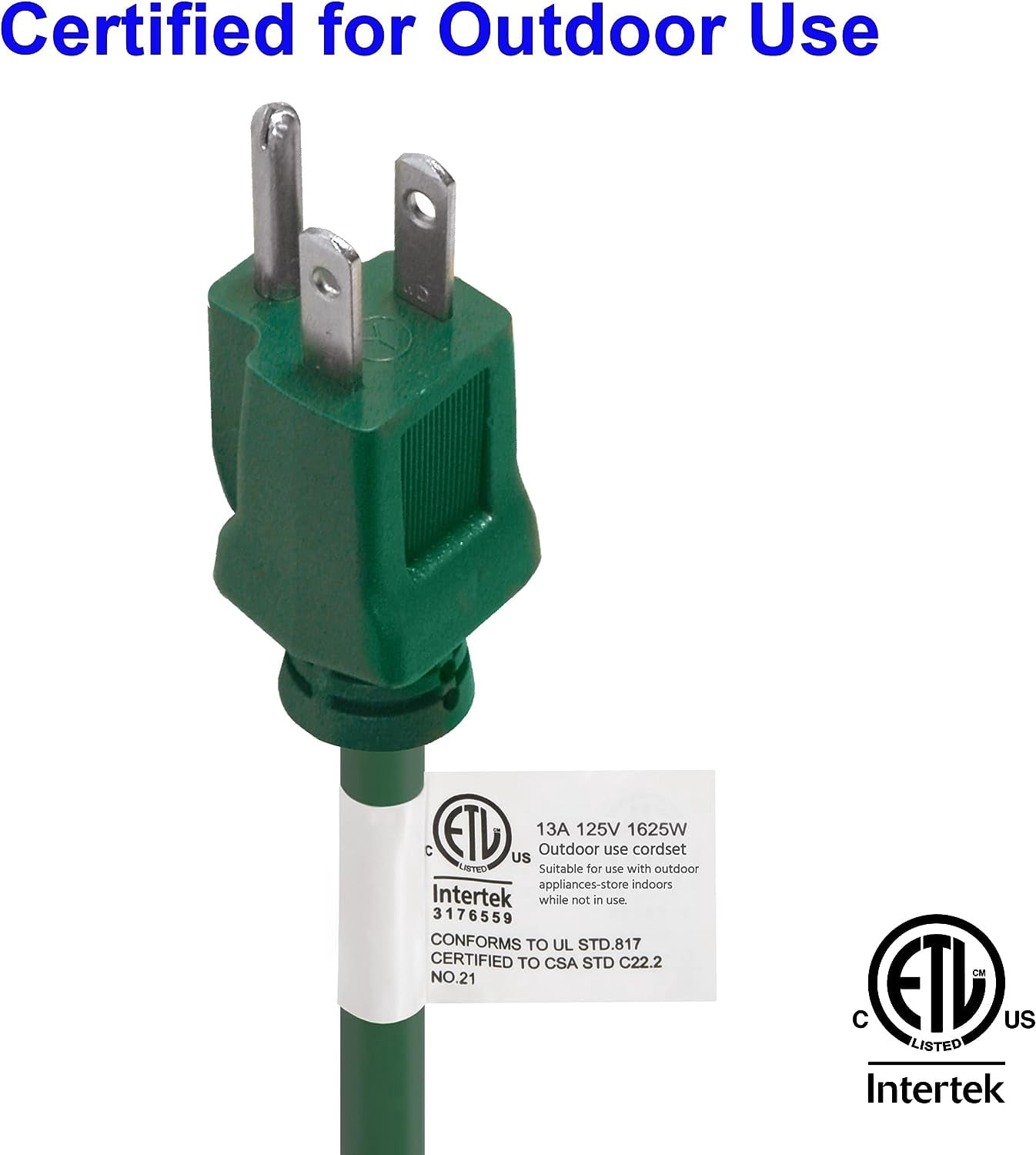 BN-LINK 25 ft Outdoor Extension Cord 16/3 SJTW, Lawn & Garden Green Cable for Holiday Decoration, 3-Prong Grounded Plug, Water & Weather Resistant, Flame Retardant