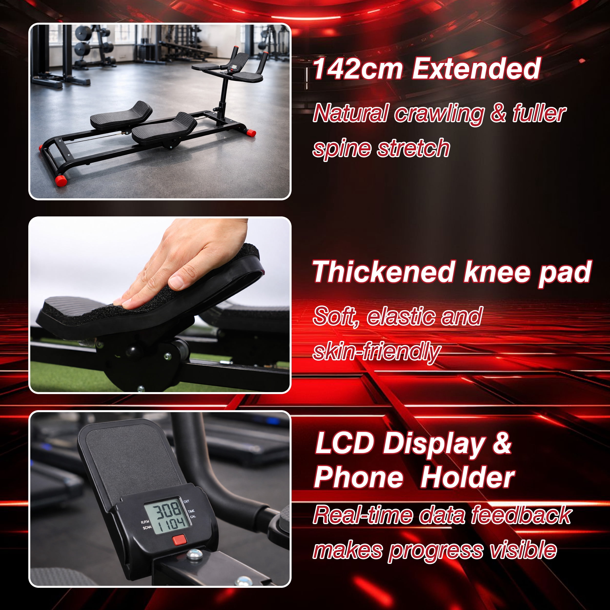 Primal Crawl & Spine Twist and Stretch Trainer – Full Body Low-Impact Cardio Machine with Adjustable Hand Grips, Knee Support & Steel Frame | Home Gym Equipment