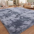 thumbnail image 2 of Nefoso Shag Area Rug, 4ft x 6ft Soft Fluffy Tie-Dye Area Rugs for Living Room Bedroom Decor Carpet, Blue & Grey, 2 of 13