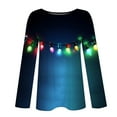 thumbnail image 5 of asdoklhq Plus Size Tops Christmas Christmas Women's Fashion Tees Casual Round Neck Loose T Shirt Long Sleeve Christmas Print Shirt Multicolor 2X, 5 of 6
