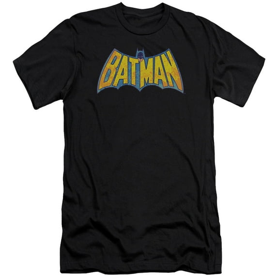 Dco/Batman Neon Distress Logo Premium Canvas Adult Slim Fit 30/1 T-Shirt Black