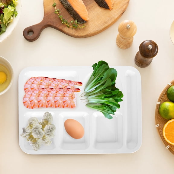 OULII White Multi Compartment Portion Control Plate with Six Sections for Home Use