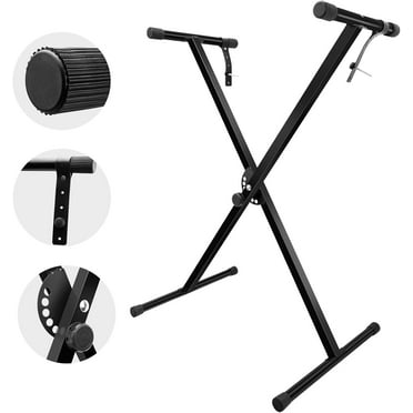 Piano Stand Adjustable Single-X-Style Keyboard Stand with Locking Straps&6 Height Adjustable for 61 76 88 Keys,Black，Likegreen