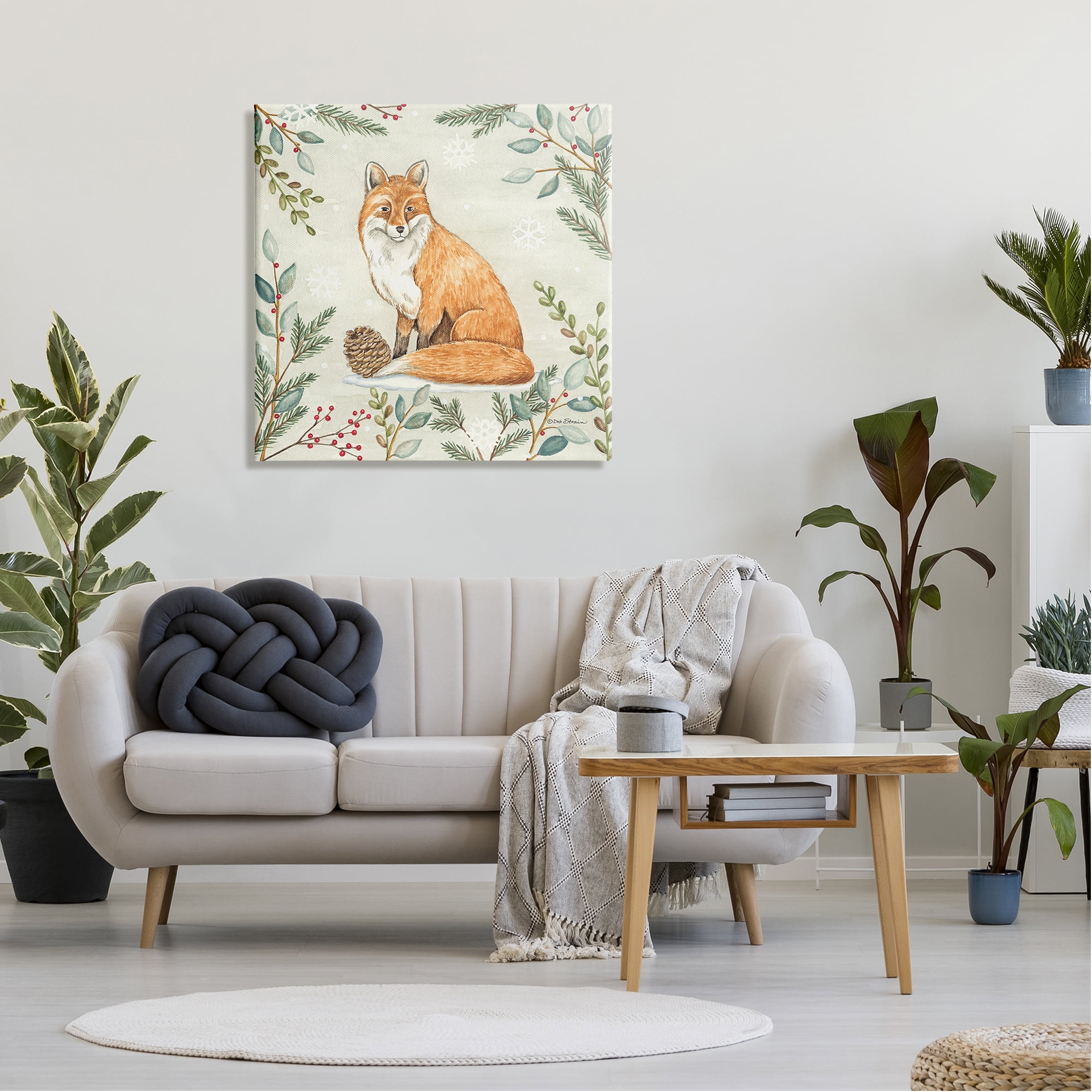 Stupell Industries Fox in Winter Forest Holiday Painting Gallery Wrapped Canvas Print Wall Art, 30 x 30