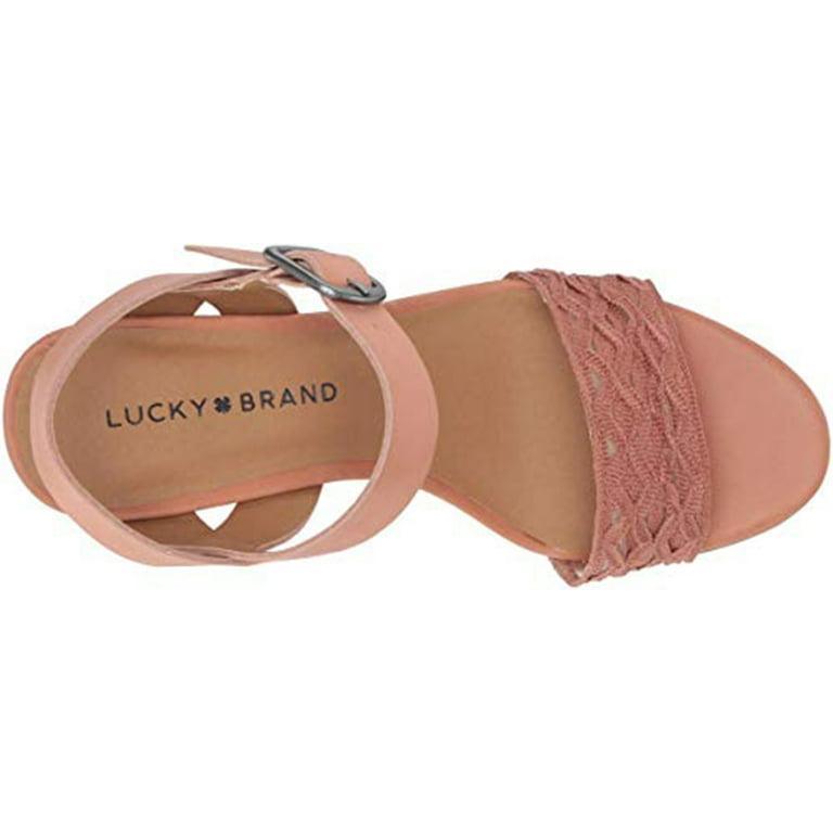 Lucky Brand Women s Jaliena Leather open Toe Ankle Strap Wedge Heel Sandal Walmart