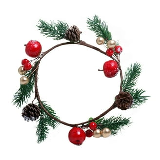17.7" Christmas Wreath With Red Truck & Bow - Rustic Farmhouse Door Wreath, Indoor/Outdoor Holiday Decor