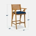 thumbnail image 2 of Best Choice Products Set of 2 Outdoor Acacia Wood Bar Stools Bar Chairs w/ Weather-Resistant Cushions - Navy, 2 of 7