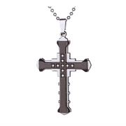 Cross Necklace With Cz Set On Stainless Steel Pendant For Men Choose From 4 Colors