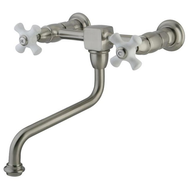 Kingston Brass KS1218PX Robinet d'Évier à Paroi à Étalement, Nickel Satiné