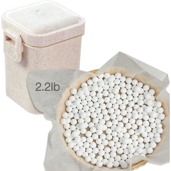 Ayieyill 2.2Lb Ceramic Pie Weights for Baking, Pie Beads for Pan Tart Pan Reusable 10mm Bake Pastry Baking Beans Cake Pie Crust Weights with Wheat Straw Container (35 oz Total)