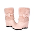 thumbnail image 5 of Pink Womens Boots For Winter Casual Wear Plus Size Comfortable High Heel Short Boots With Bow Detail Height Increasing Footwear Size 43, 5 of 7