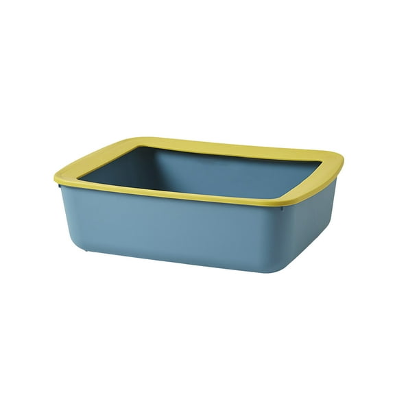 Large Cat Litter Box Kitten Litter Pan Rabbit Plastic Litter Tray for Easy Cleaning, Hamster/Guinea Pig/Hedgehog Travel Toilet Pan (Navy)