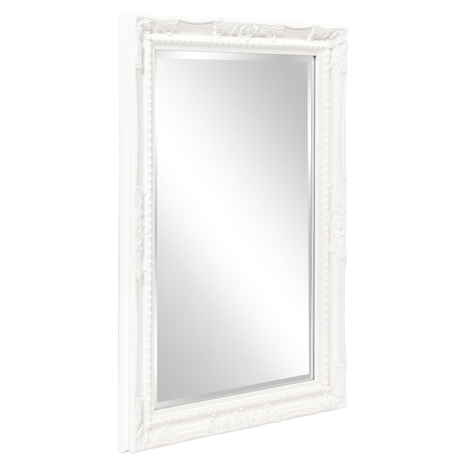 Tyler Dillon Glossy White Rectangular Beaded Texture Wood Framed Wall Mirror - 36"H x 24"W