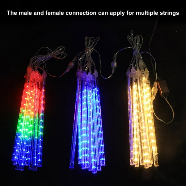 8Pcs/Set Meteor Shower Rain Light Low-Power Consumption Drop Icicle Acrylic US/EU Plug 8 Tube 30cm Waterproof String Lamp for Party