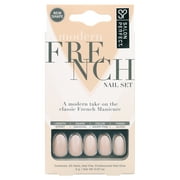 Salon Perfect Press On Nails, 178 Modern French Fake Nail Kit, White Ombre Short, File & Nail Glue Included, 30 Nails