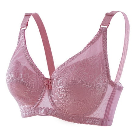REORIAFEE Bralette for Women with Support Seamless No Wire Gathered Together Bras Lace Adjustable Straps Brassiere Breathable Spaghetti Straps Comfy Corset Underwear Classic Lingerie Purple M