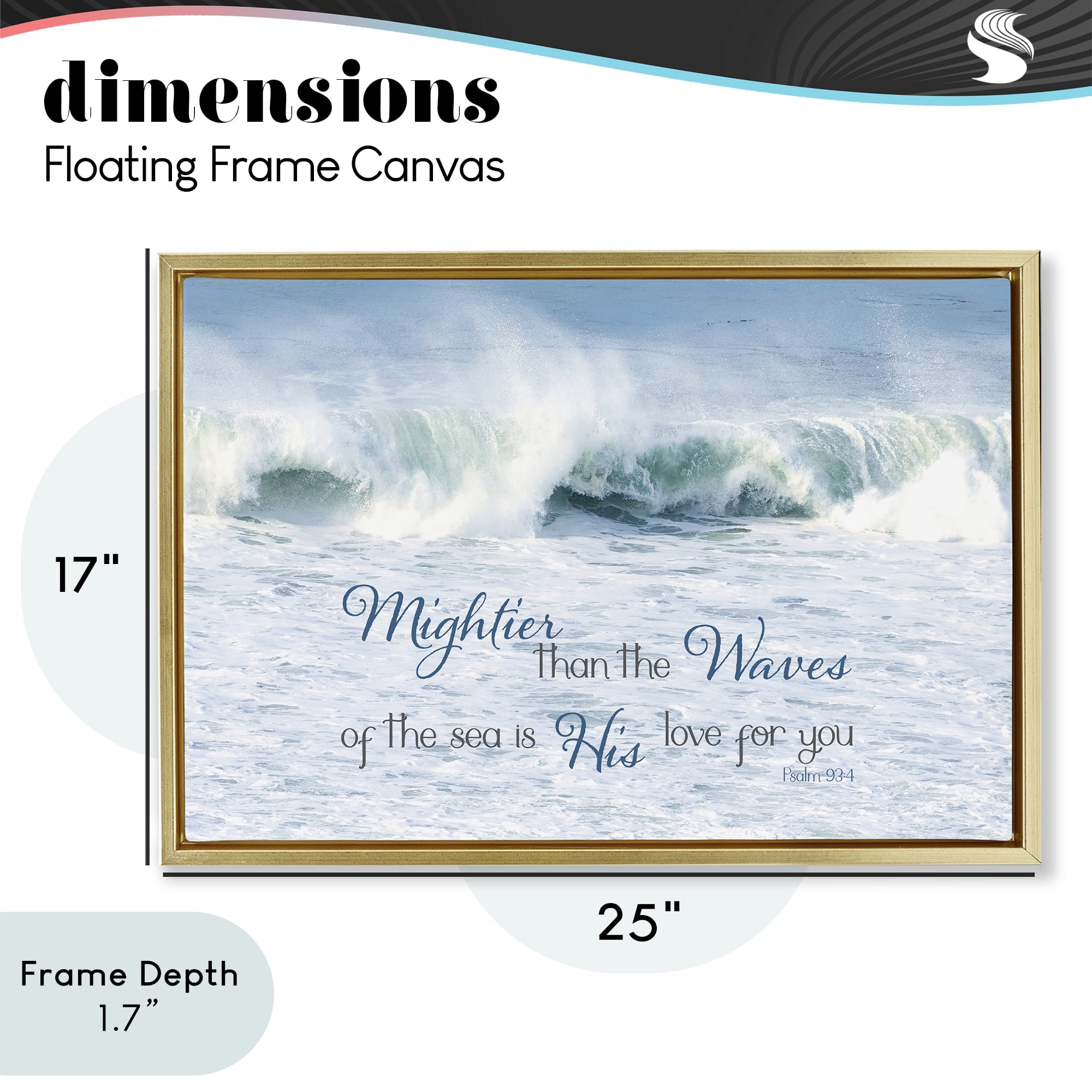 Stupell Industries Mightier Than The Waves Gold Framed Floater Canvas Wall Art, design by Kathy Mansfield