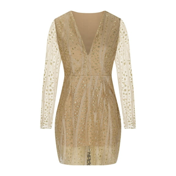 BVOFAR Dresses for Women Deep V Neck Sequin Glitter Dress Wrap Ruched Bodycon Dresses Cocktail Party Club Mini Dress