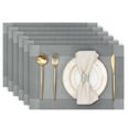 thumbnail image 4 of Vaukki PVC Placemats Set of 6 Heavy Duty Heat Resistant Washable Table Mats for Dining Table, Silver Gray, 4 of 9