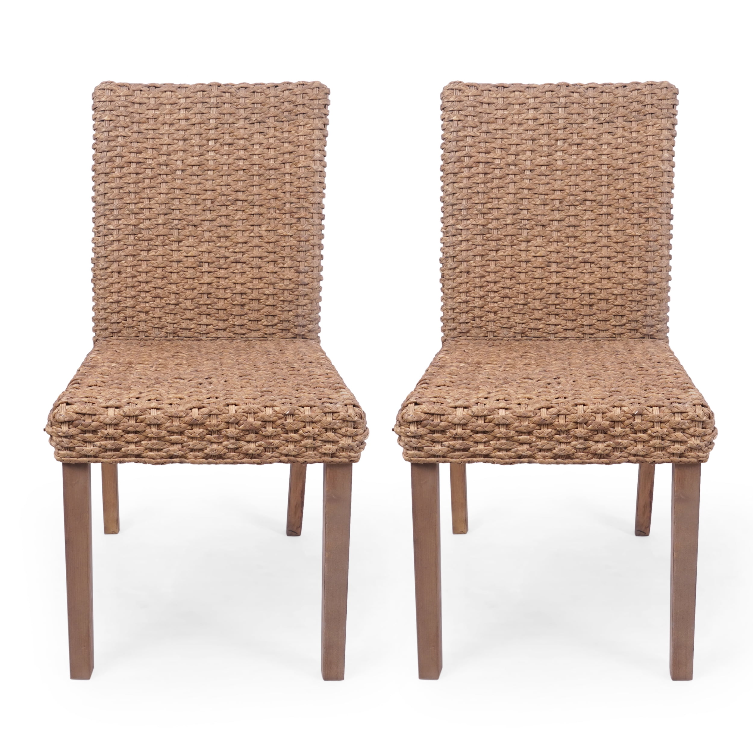 Noble House Emmanuel Boho Wicker Dining Chair, Set of 2, Light Brown