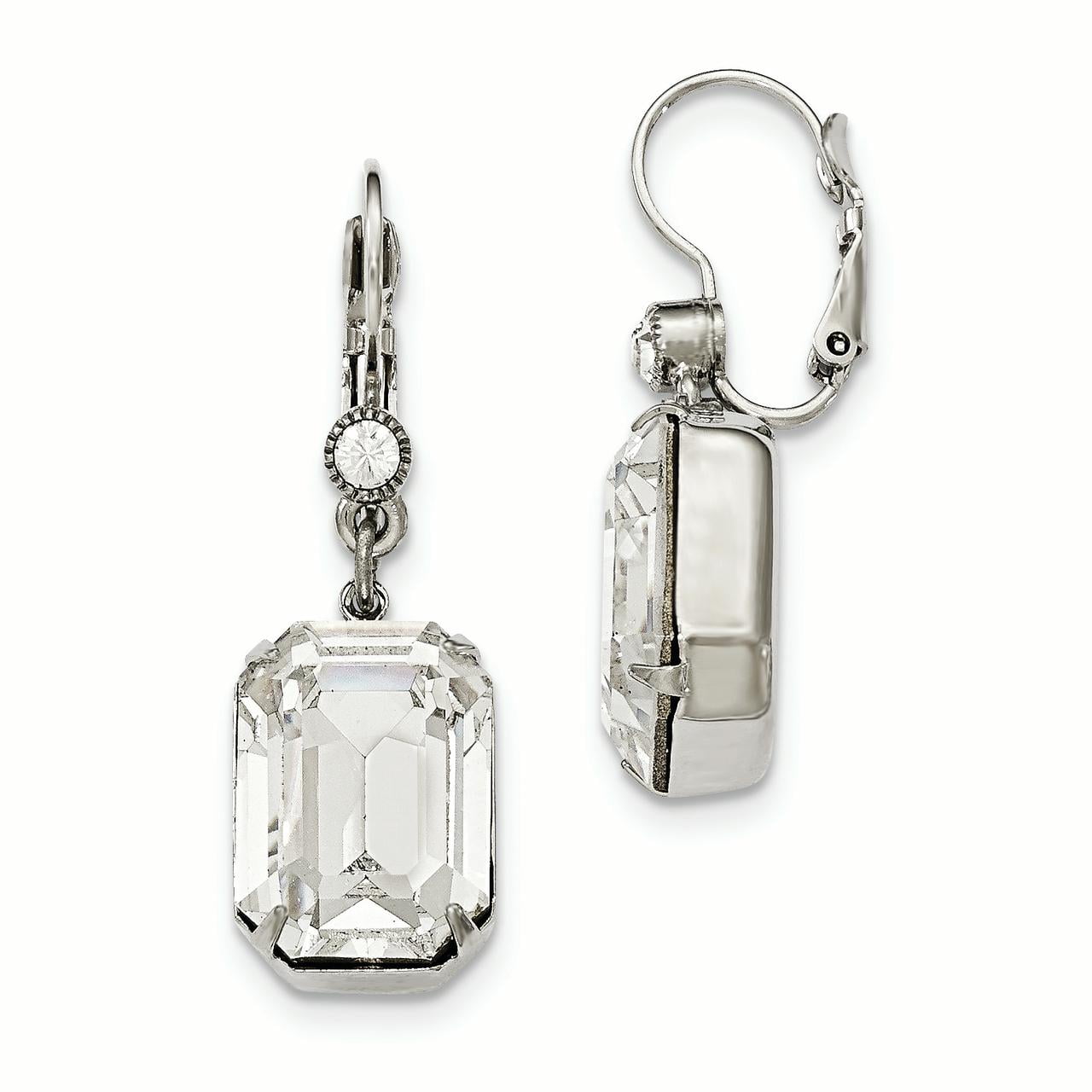 Silver tone Swarovski Crystal Crystal Leverback Earrings BF2399 Walmart