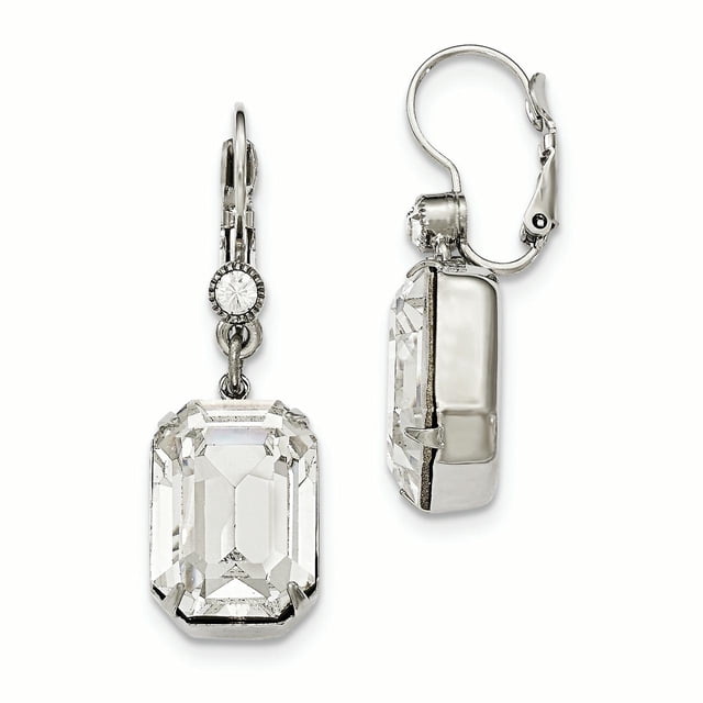 Silver-tone Swarovski Crystal & Crystal Leverback Earrings BF2399