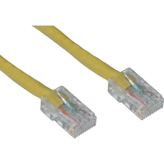 Cat5e Ethernet Cable, 24AWG Network Cable with RJ45 Gold Plated Connector, 4 pair Stranded Bare Copper, Bootless Unshielded Twisted Pair (UTP) Internet Patch Cable, 14 Foot, Yellow, CableWholesale