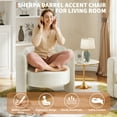 thumbnail image 7 of Accent Chair, Modern Comfy Teddy Barrel Chairs, Oversized Upholstered Round Arm Chair for Living Room, Bedroom, Reading Room, White, 1 PCS, 7 of 7