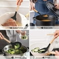 thumbnail image 4 of Wood and Silicone Kitchen Utensils Set, Utensil and Lid Rest,Wood Handles, Nonstick Utensils Cooking SetSoup spoon + leaking spatula (black), 4 of 5