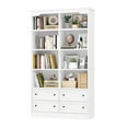 thumbnail image 7 of Homfa Double Row 6-tier Bookcases Floor Standing, 71 in Tall Bookcase Bookshelf with 4 Drawers and 8 Display Cubicles, for Home Office Living Room, White, 7 of 7