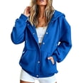 thumbnail image 2 of Womens Hoodies Blue Women's Extended Length Zip Hoodie Lightweight Transitional Jacket Sweatshirt for Women S, 2 of 6